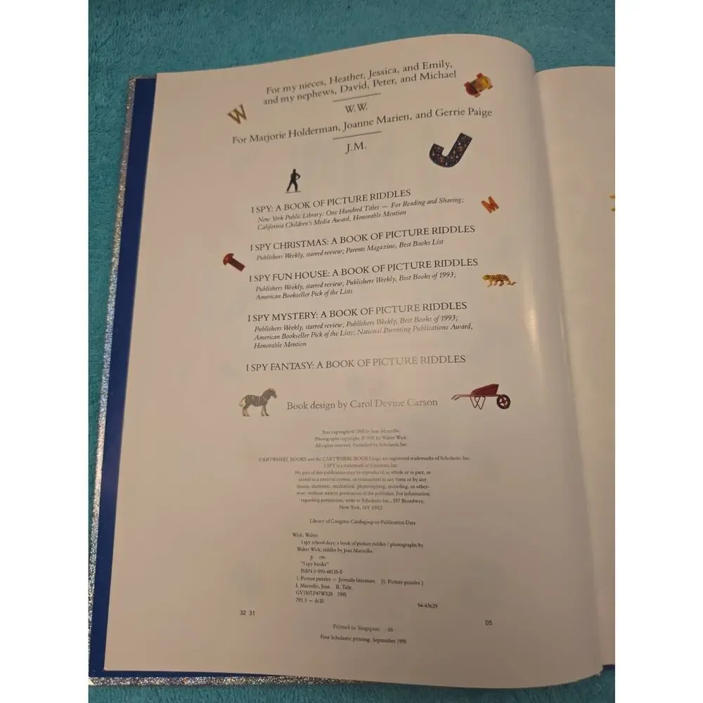 I Spy School Days : A Book of Picture Riddles by Jean Marzollo (1995, Hardcover)